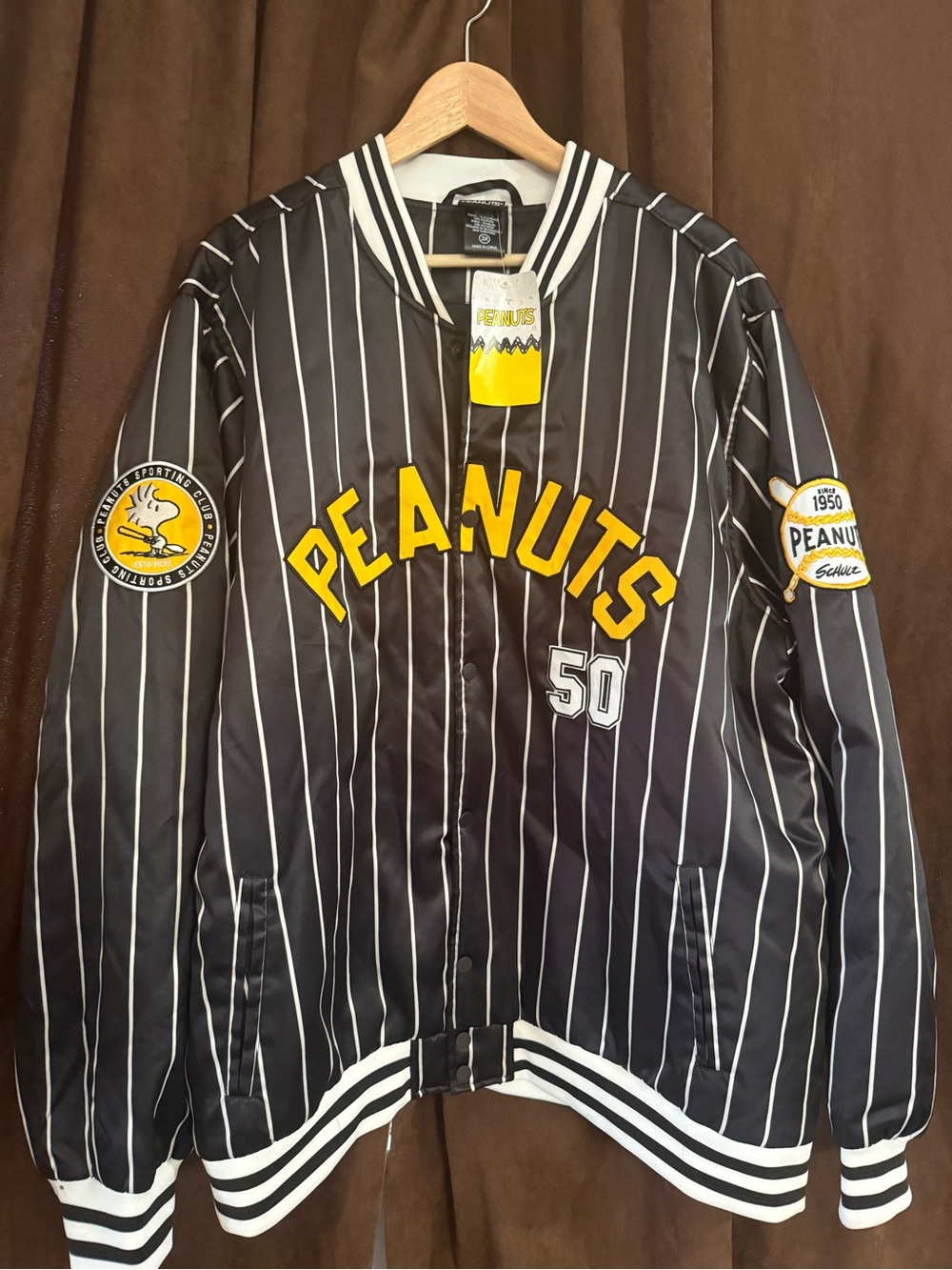 Peanuts Baseball Vintage Striped Bomber Jacke BoxLunch Exclusive Size 3X